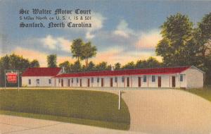 Sanford North Carolina Sir Walter Motor Court Antique Postcard (J37631)