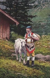 AS: Appenzeller-Knabe, 1900-10s; Swiss boy and his Goat