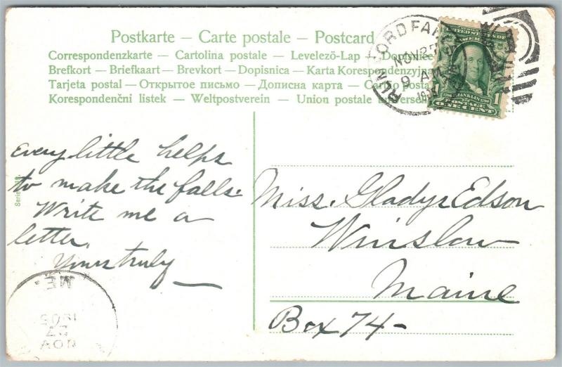 MULTIPLE BABIES 1905 ANTIQUE POSTCARD w/ CORK CANCEL