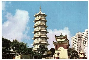 Tiger Gardens Seven Story Pagoda Hong Kong Postcard 1985