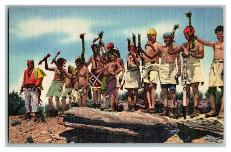 Navajo Fire Dancers Mountain Chant Vintage Standard View Postcard