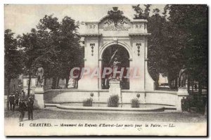 Chartres Old Postcard Monument of children & # 39Eure Loir and died for France