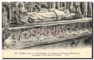 Old Postcard Tours cathedral tomb of the children of Charles VIII