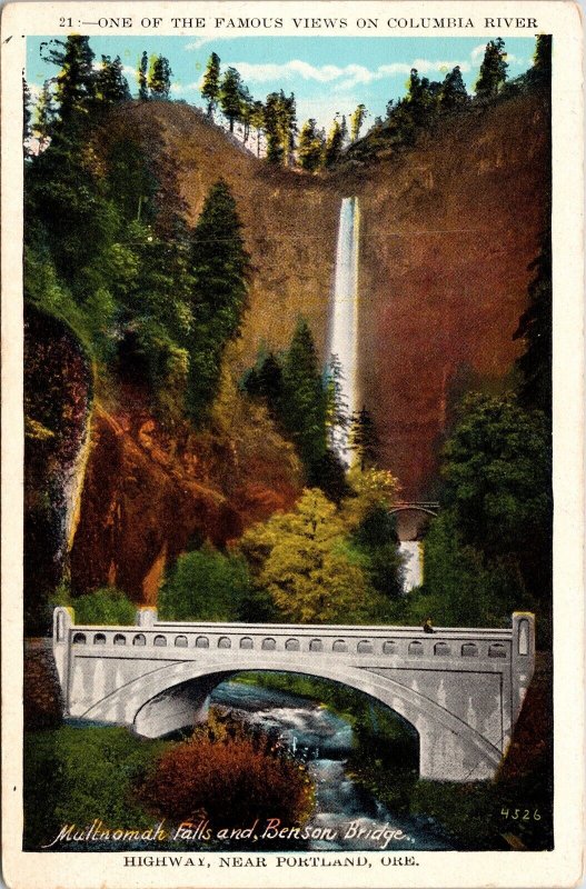 Columbia River Hwy Portland Oregon OR Bridge WB Postcard VTG UNP Vintage Unused 