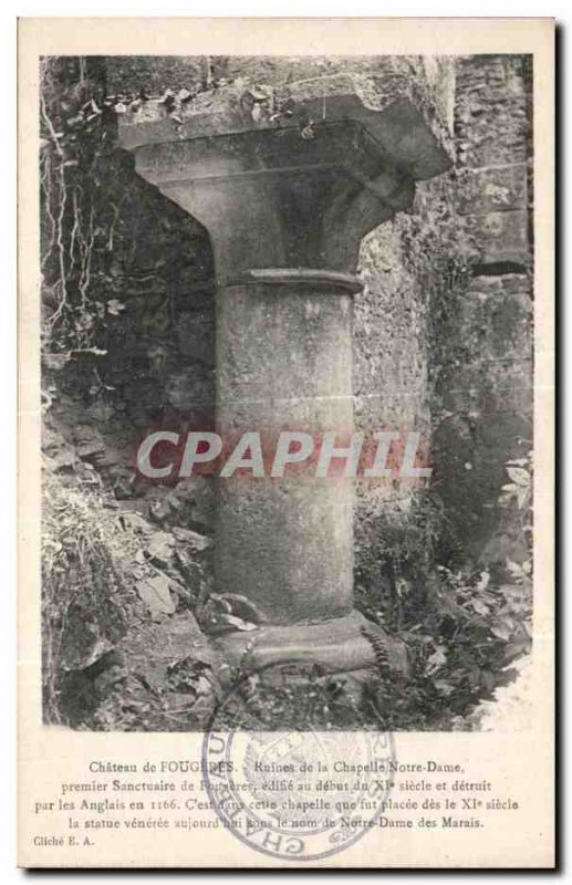 Old Postcard Chateau de Fougeres Chapel Ruins Notre Dame