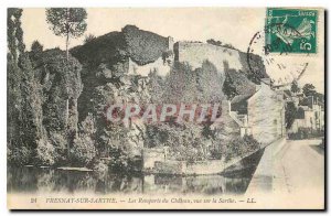 Postcard Old Fresnay sur Sarthe Ramparts of Chateau overlooking the Sarthe