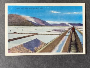 Salt Beds Great Salt Lake UT Linen Postcard H1300084428