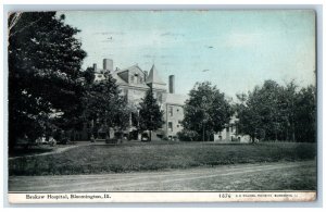 Bloomington Illinois IL Postcard Brokaw Hospital Building Dirt Road 1918 Antique