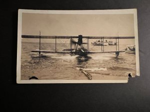 Mint Postcard RPPC Plane Aircraft USA Seaplane Landing Beach Ocean Shore