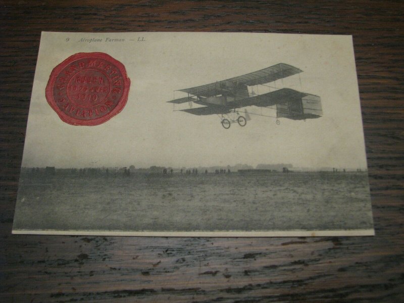 Aviation Postcard UnUsed French France 1910 Rouen Biplane Farman 