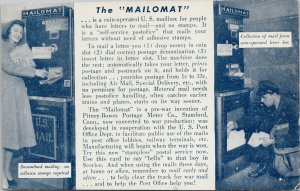 The Mailomat Coin-Operated US Mail Mailbox Pitney Bowes Advertising Postcard H15