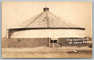 Des Moines Johnston Iowa~WWI Era Camp Dodge~The Water Tank~Soldier~c1917 RPPC