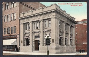 h636 - BRANDON Manitoba 1910s Canadian Bank of Commerce, old Postcard