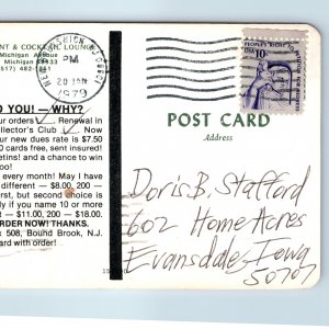1979 Chrome Postcard Collector Club Reminder Postcard Renewal Subscription A234