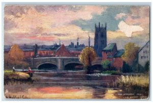 1908 The Derwent from Long Bridge Derby England Oilette Tuck Art Postcard