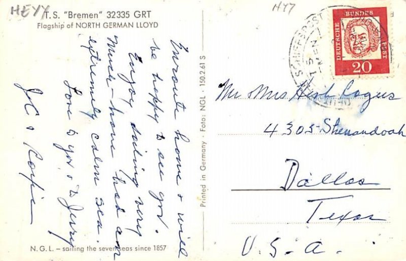 Bremen North German Lloyd Ship 