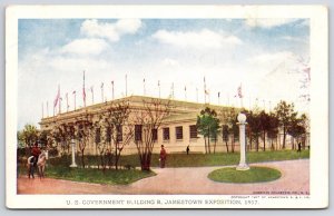 U.S. Government Building B. Jamestown Exposition 1907 Grounds & Pines Postcard