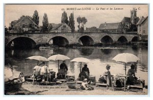 MORET sur LOING, France ~ Women WASHING CLOTHES by BRIDGE c1910s  Postcard