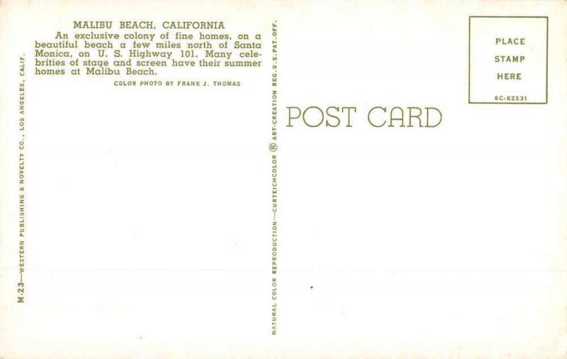 Malibu Beach California Birdseye View Of City Vintage Postcard K72618