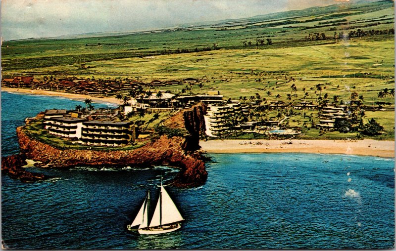 Maui HI Kaanapali Beach Sheraton-Maui Postcard used 1966