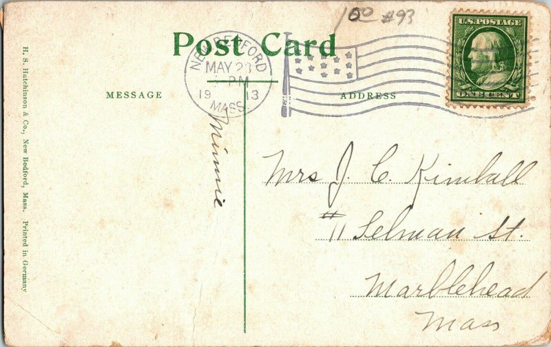 Free Public Library City Hall New Bedford Mass 1c Stamp Divided Back Postcard 