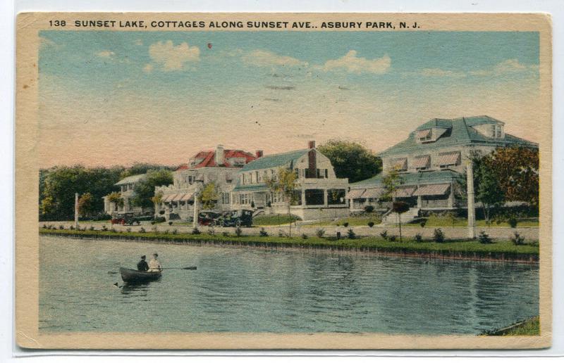 Sunset Lake Cottages Asbury Park New Jersey 1921 postcard