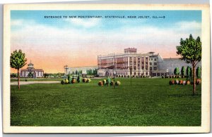 Postcard IL Stateville Entrance to New Penitentiary near Joliet