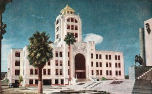 Vintage Postcard Palacio Federal Y Monumento al Gral. Escobedo Monterrey Mexico