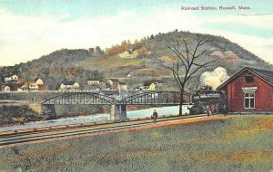 Russell MA Railroad Train Station Depot Postcard