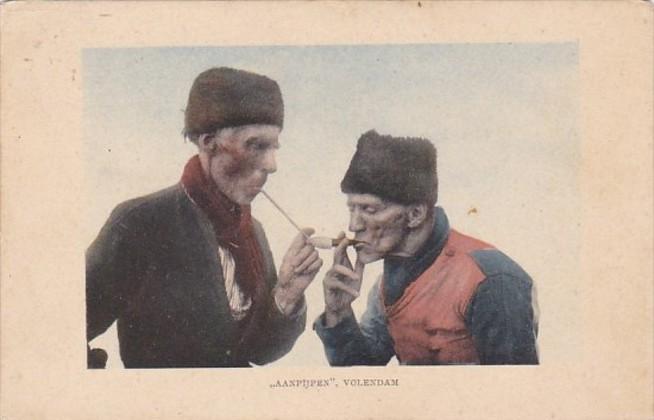 Netherlands Volendam Men Smoking Pipe