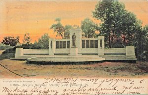 PITTSBURGH PA~HAWKINS MONUMENT-SCHENLEY PARK~ANTIQUE ROTOGRAPH SUNSET PHOTO PSCD