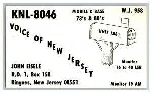 QSL Radio Card From Ringoes New Jersey KNL-8046 