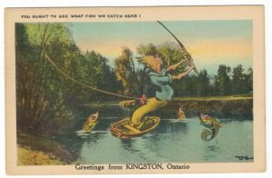 Canada 1945 Unused Postcard Ontario Kingston Fishing Fish