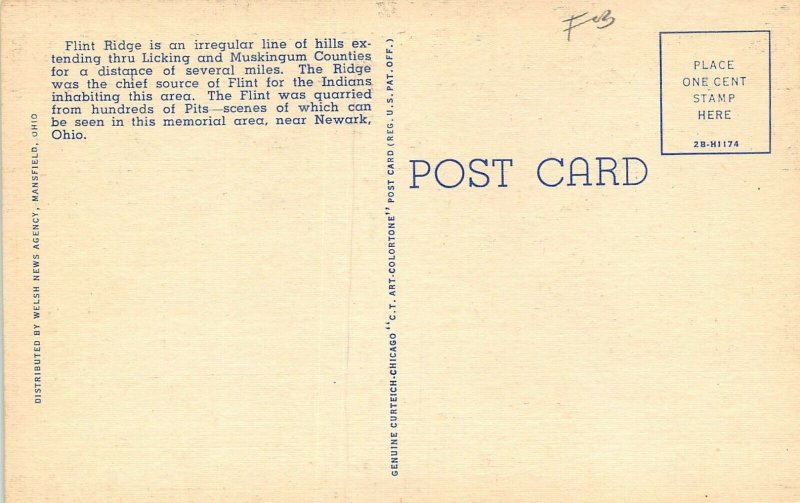LP44   Newark  Ohio  Indian Flint Pit State Memorial Park   Postcard 