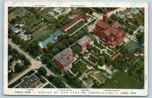 Postcard OH Carey Airview Shrine of Our Lady of Consolation Named Buildings I22