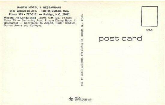 NC, Raleigh-Durham, North Carolina, Ranch Motel & Restaurant, Dexter Press