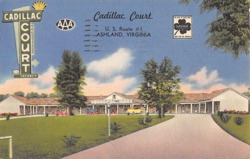 Ashland Virginia Cadillac Court Street View Antique Postcard K87368