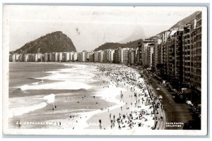 1962 Copacabana Beach View Hotels Rio De Janeiro Brazil RPPC Photo Postcard