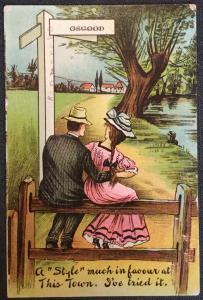 Vintage Postcard Used Couple, “A style much in favor at this town..”  LB