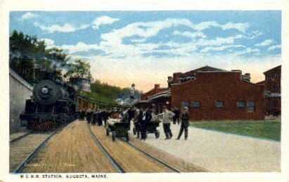 M.C.R.R. Station, Augusta, Maine, ME, USA Railroad Train Depot Unused some co...