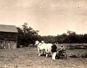 RPPC  Farmer With Horse Plow Farm Equipment  Real Photo  Postcard  c1910