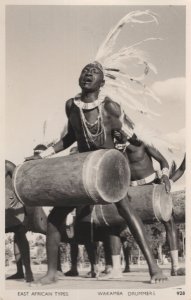 Wakamba Drummers Vintage Real Photo African Tribe Postcard