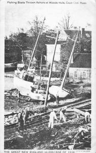 Woods Hole Massachsuetts Ruins Of Hurricane Boat Antique Postcard K42316