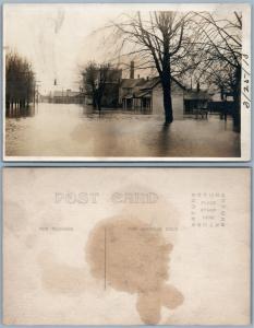 FLOOD DISASTER SCENE 1913 ANTIQUE REAL PHOTO POSTCARD RPPC