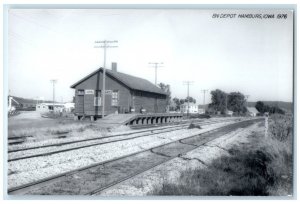 c1976 BN Depot Hamburg Iowa IA Railroad Train Depot Station RPPC Photo Postcard