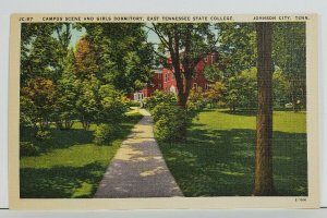 TN Girls Dormitory Campus Scene East Tennessee State College Postcard N1