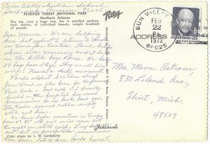 Petrified Forest Arizona Mailed 2-22-1972 6 Cent  Eisenhower Stamp