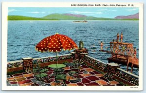 LAKE SUNAPEE, New Hampshire NH ~ View from YACHT CLUB c1930s  Postcard