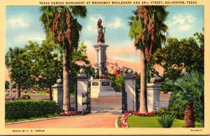 Texas Galveston Texas Heroes Monument At Broadway Boulevard and 25th Street C...