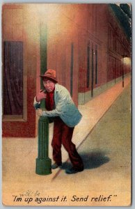 Drunk Leaning On Lamppost 1910 Comic Humor Bamforth Postcard Orwell Ohio